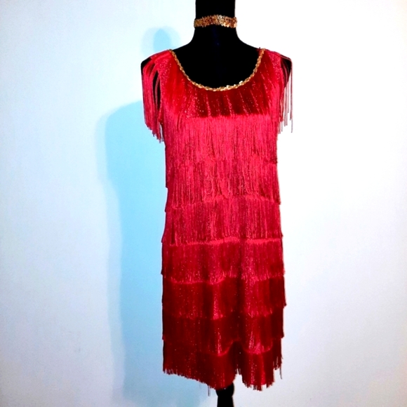 Dresses & Skirts - Red fringed dress